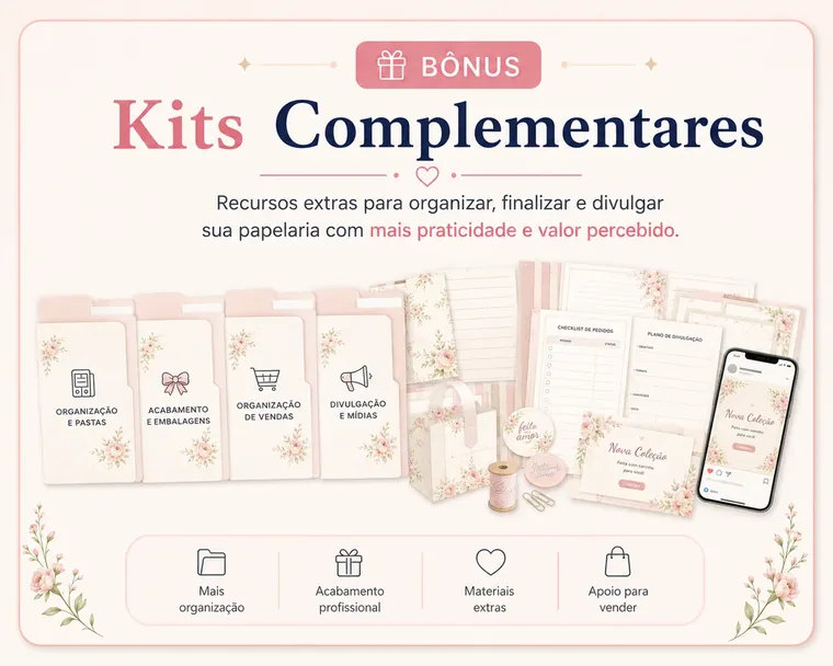 Bônus com kits complementares para papelaria