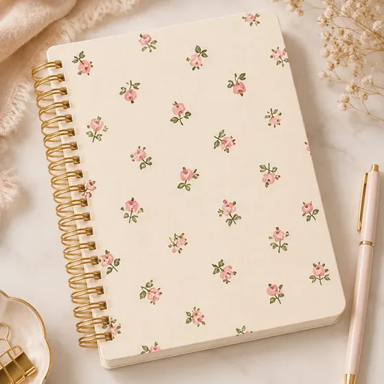 Caderno floral pronto